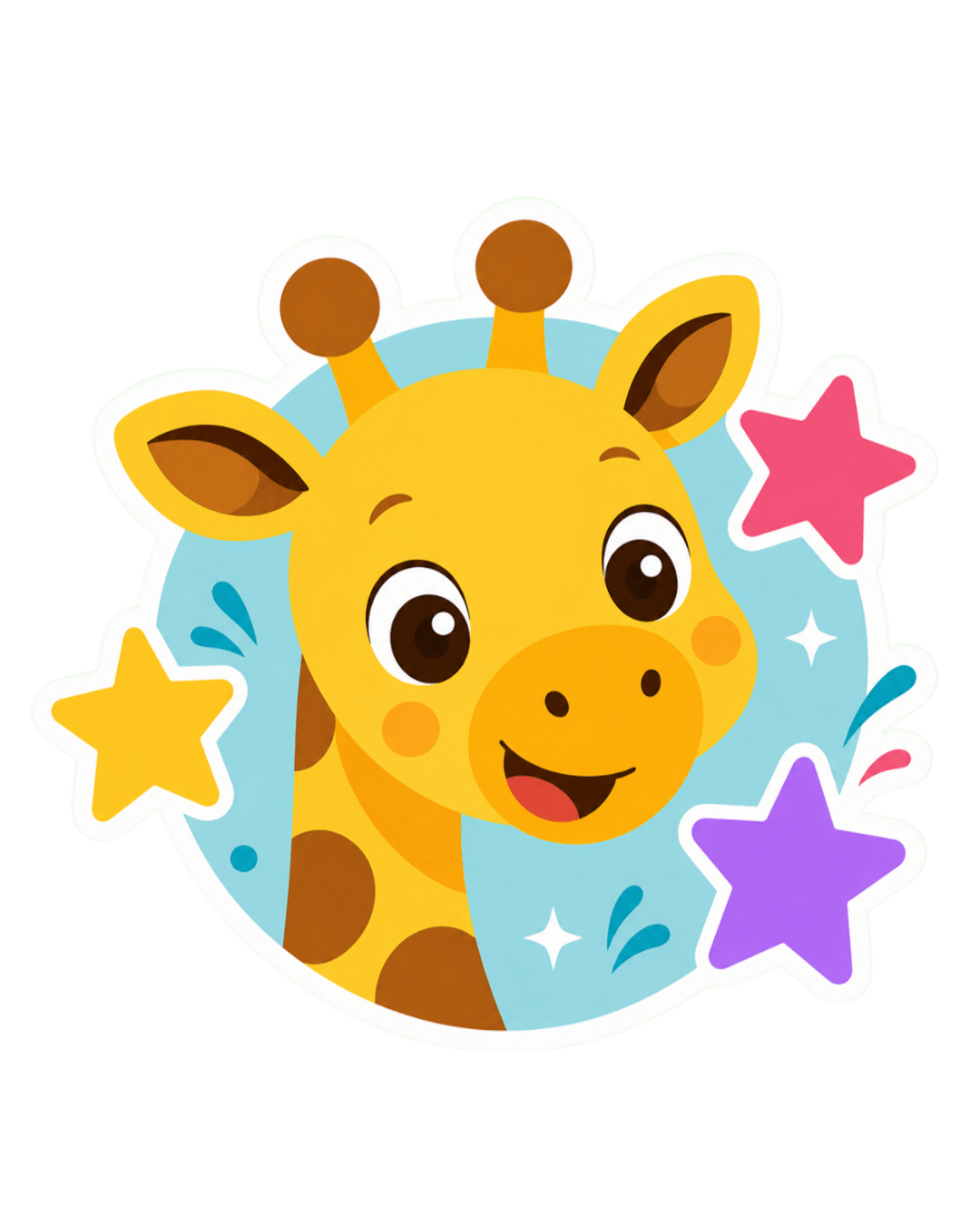 Wiggly Wonder Academy giraffe surrounded by colourful stars